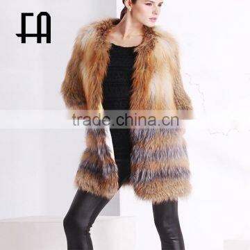 Factory Direct Wholesale Red Fox Fur Knitted Coat
