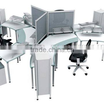 Modular Round Office Workstation with High Partition Panel for 3 Person (SZ-WS531)