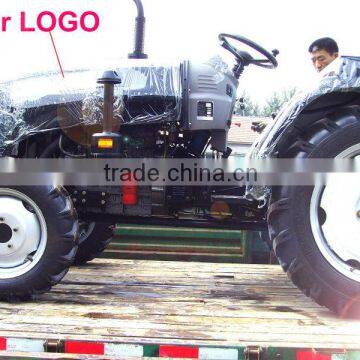 35HP farm tractor with front loader 4in1 bucket and backhoe,4cylinders,8F+2R shift,with Cabin,heater,fan,fork,blade