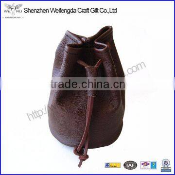 soft leather handmade pouch bag with strap high quality drawstring pouch