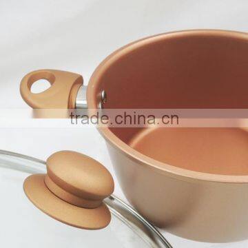 New Coffee Gold Color Aluminum Cookware Set Non Stick Coating Forged Imitation Looks photo-3
