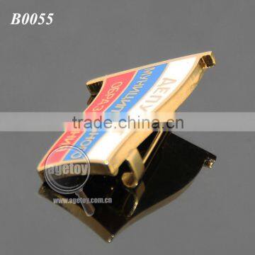 Custom Patriotism Theme Banner Safety-pin Emblem Gold Plated Engraved Metal Enamel Russia National Flag Pin Badge photo-2