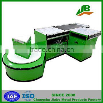 New Design Supermarket Checkout Counter with Conveyor Belt, Electric Cashier Counter with Belt, Hot Selling Cashier Table