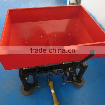 Agricultural tractor mounted broadcast seeder