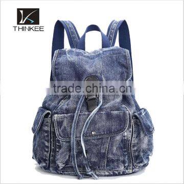 High quality fashion factory OEM durable retro jeans cloth backpack bag