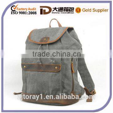 High Quality Leather Canvas Sucksack Backpack School Bag