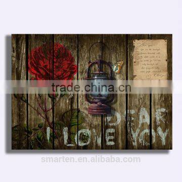 Flower Wood Shabby Chic Painting Art for Hotel Decor photo-1