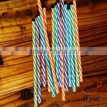 customized colorful striped plastic straw for drinkingware