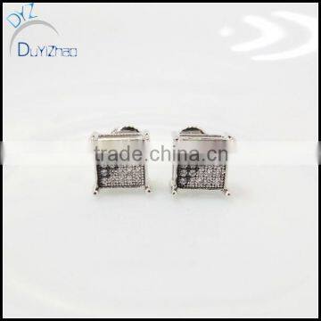 925 sterling silver micropave black cz earring screw back earrings