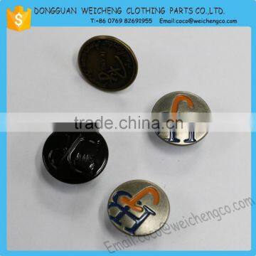 Metal jean jacket buttons with custom logo