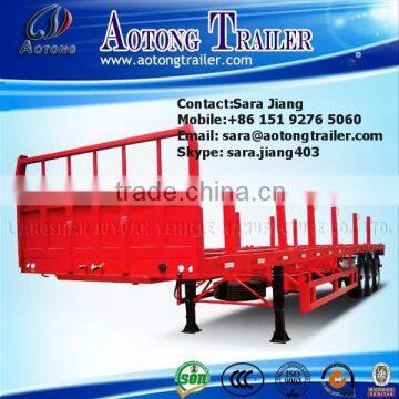 3 Axles 50ton utility side wall trailer,flat bed semi trailer with detachable side walls