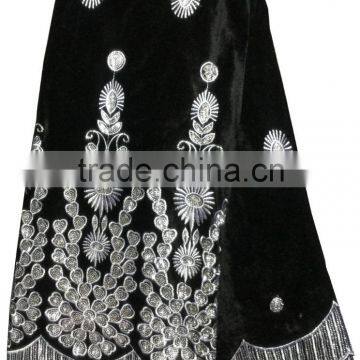 Classical Design Bule Color Indian Velvet Lace Fabric for Dress photo-3