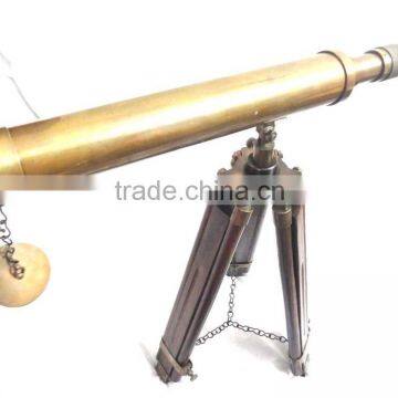 Antique Look Nautical Solid Brass Spyglass Telescope with Stand 12214
