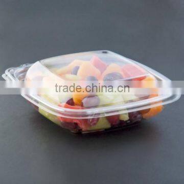 Clear PET PETG Square Tamper Evident Bowl with Lid Bowl2 24 oz. for Food Fruit