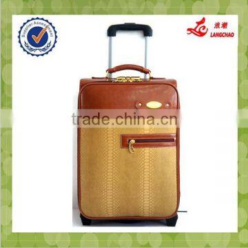 2016 Oil Leather Travel Compass Luggage Trolley Bag