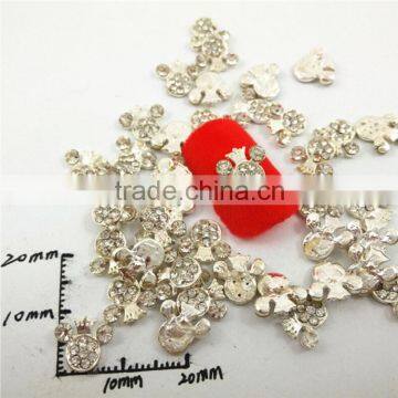 2015 fashion handmade rhinestone cartoon mouse head 3d nail art designs