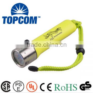 Stainless steel head IP68 Waterproof CREE Q5 LED diving torch