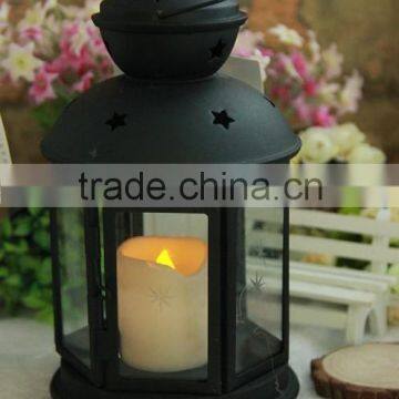 black metal lantern wiht LED canle light battery operated