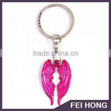 Hot sales zinc alloy custom angel shaped wings keychain