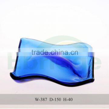 blue crystal glass fruit tray