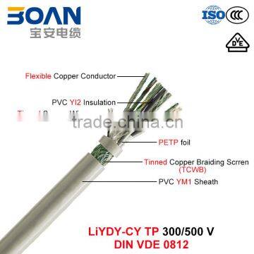 LiYDY-CY TP, Data Cable, 300/500 V, Flexible Cu/PVC/TCWB/PVC/PETP/TCWB/PVC Pair-Wise (DIN VDE 0812)