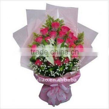 Red Polyester non woven flower wrapping paper