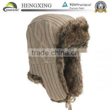 custom knitted earflap fur hat