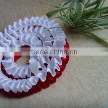 pleated satin ribbons in polyester material