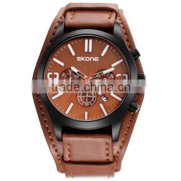 SKONE 9449 New Design Leather Wrap Around Watch Men