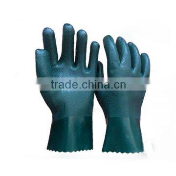 Long Green PVC Coated Working Glove for Industrial