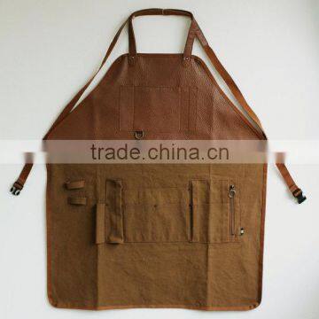 Unisex fashion high quality leather work apron canvas