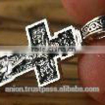 Silver 925 Cross Crucifix. Russian & Greek Orthodox Style. Burnished Silver