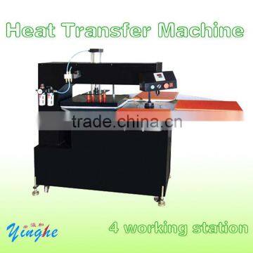 large format flatbed heat transfer machine with four working station