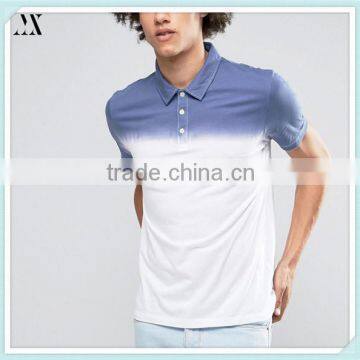 2016 Wholesale Custom Polo Shirt In Blue And White Point Collar Custom Polo Shirt