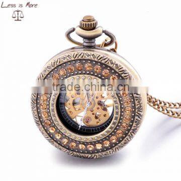 Wholesale pocket watch necklace ,japan movt quartz pocket watch japan movt