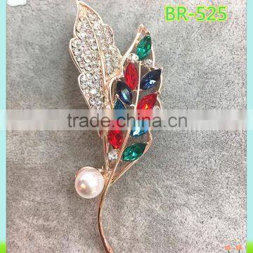 fashion funny crystal brooch, crystal leaf brooch