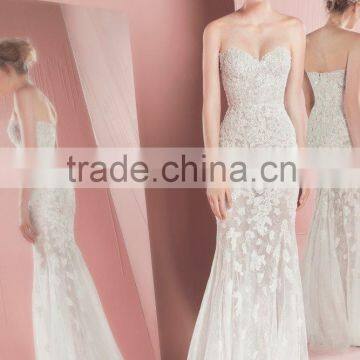 (MY110417) MARRY YOU Sweetheart See Through Mermaid Wedding Dress With Lace Detachable Train