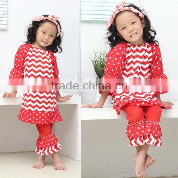 children's Christmas outfits for western girls 2pieces baby red stripe long sleeve outfits for Christmas