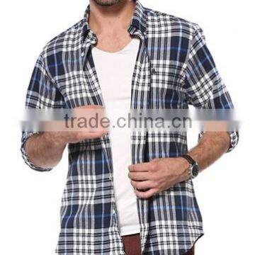 Men's Long Sleeved Cotton Brushed Plaid Shirt