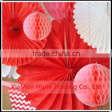 Tissue paper honeycomb Hanging lanterns and Fans Wedding party decoration