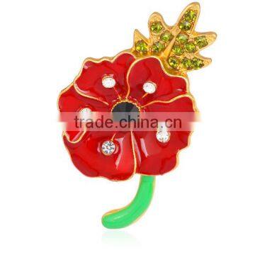 2016 new style Britain souvenir rhinestone crystal poppy brooch