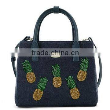 2015 new arrivel embroidery fruit leather handbag