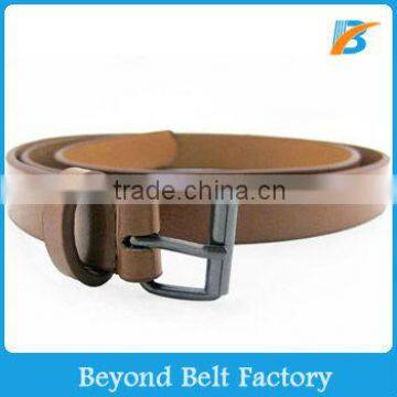 Solid Color Leather Adjustable Skinny Belt With Metal Pin Buckle photo-2