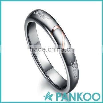 2016 Engagement jewellery sets CZ broken heart ring titanium steel jewelry heart O rings