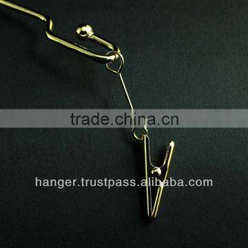 Golden Girly Lingerie Hanger with Clips for Hotel Amenity