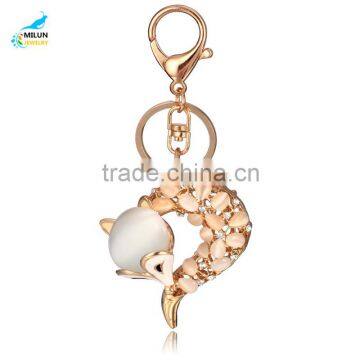 2016 latest animal key chain rhinestone fox key chain gifts wholesale