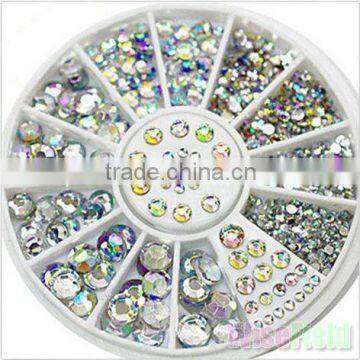 Nail Acrylic 5 Sizes White Multicolor Art Decoration Glitter Rhinestones 15g Hot Sale