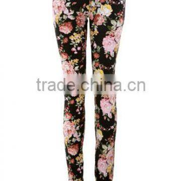 Floral Print Stretch Sexy Skinny Denim Jeans