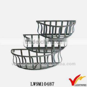 Basket Style Half Circle Rustic Metal Iron Wall Planter