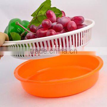 Double Layer Round Washing Basket Fruit Draining Basket Plastic PP Kitchen Basket photo-3